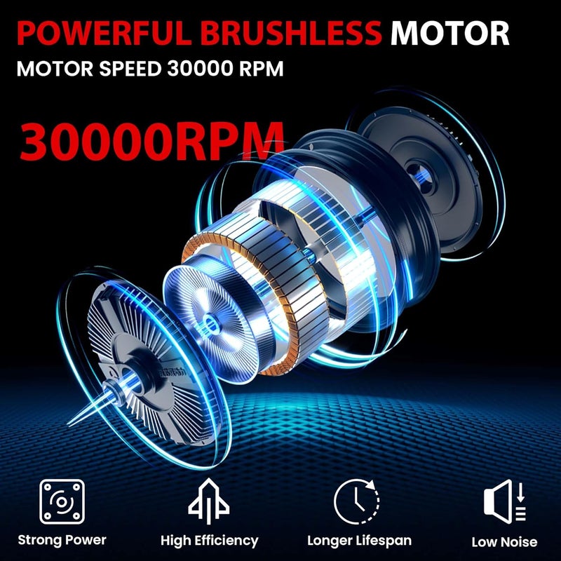 RAYLEEY Cordless Wood Router Trimmer Compatible With MILWAUKEE 18V Battery, 800W 30000 RPM Brushless Motor Hand Palm Router with 15pcs 1/4"Shank Router Bits for Woodworking,Slotting(NO Battery) - Image 3
